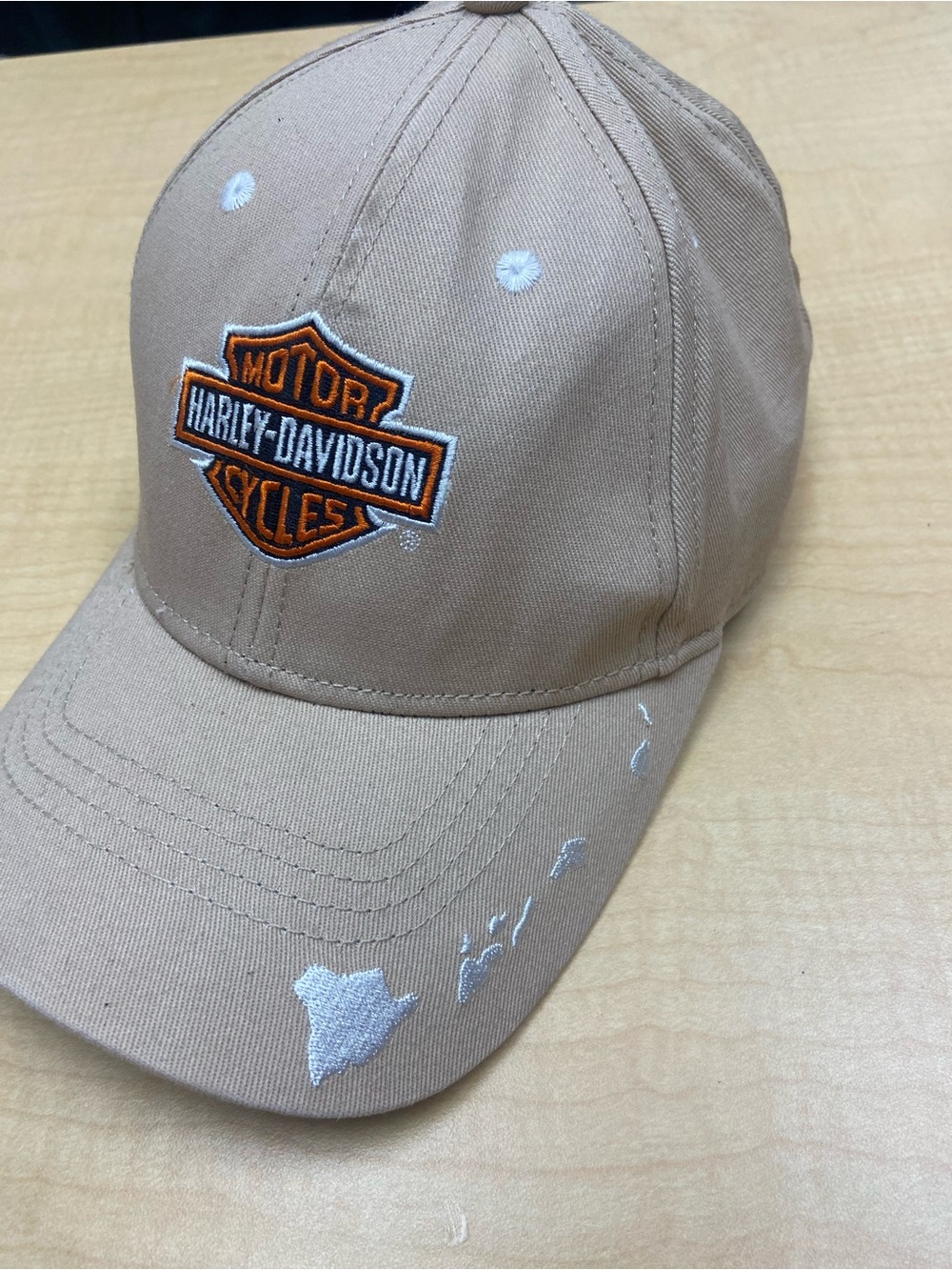 Harley-Davidson Tan Baseball Cap with Orange & White Logo